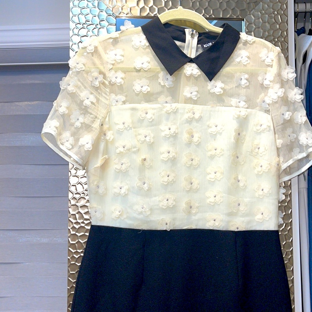 Karl Lagerfeld Paris Florish Black and White Dress